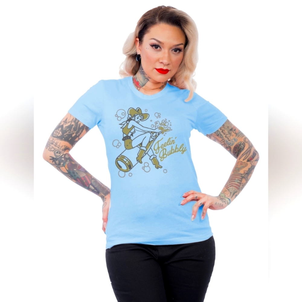 GUC Steady Feelin' Bubbly western pinup tshirt, Small